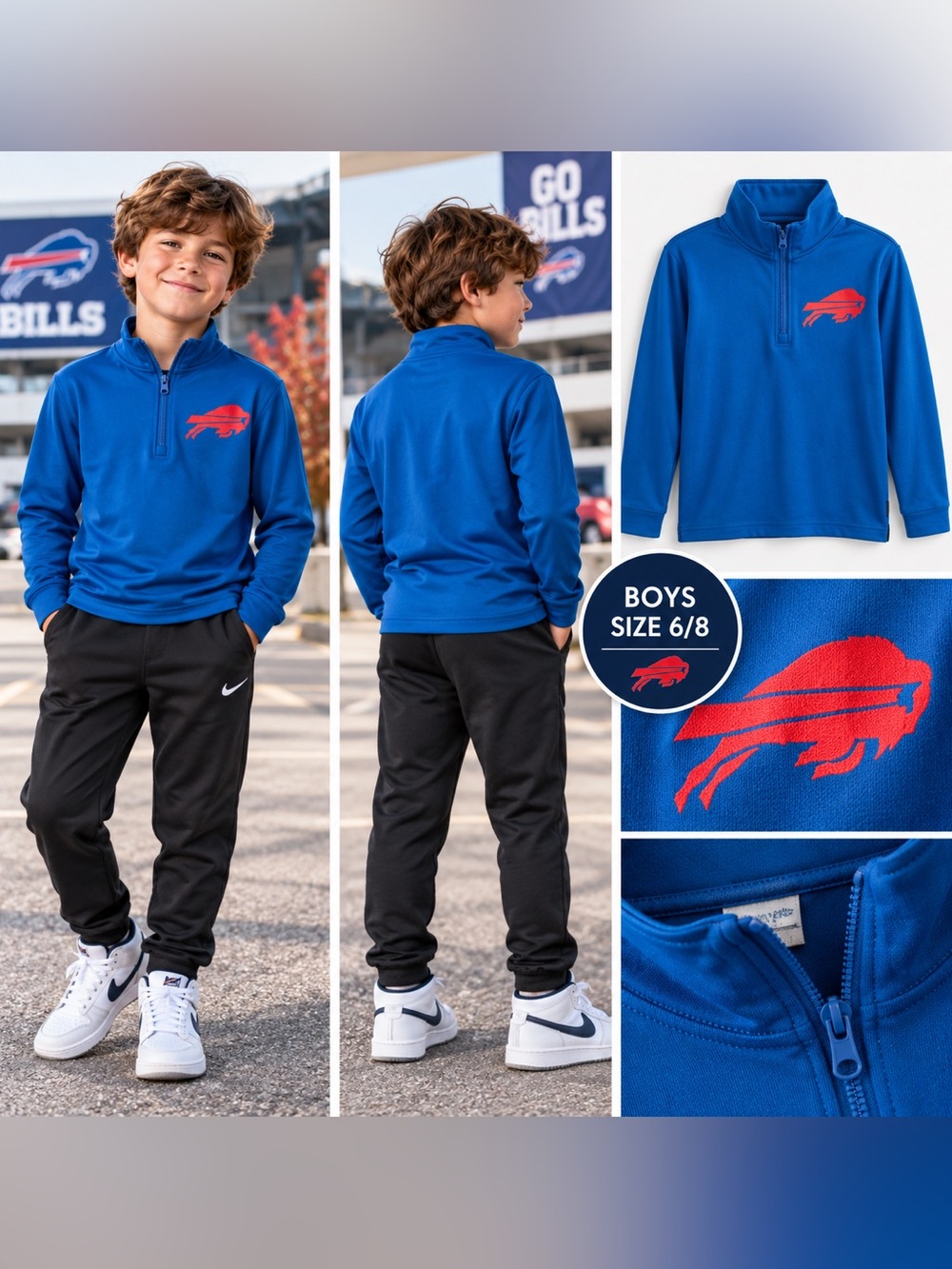 Sport-Tek Buffalo Bills Youth Small royal 1/4 zip pullover top-Size 6/8